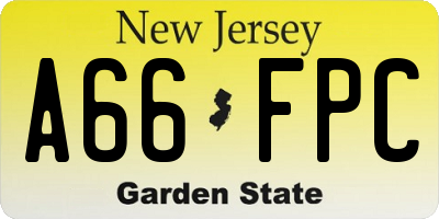 NJ license plate A66FPC