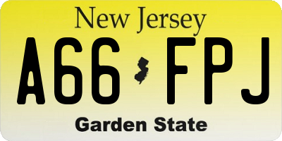 NJ license plate A66FPJ