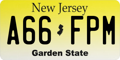 NJ license plate A66FPM