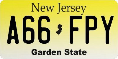 NJ license plate A66FPY