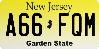 NJ license plate A66FQM