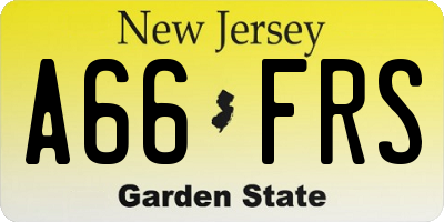 NJ license plate A66FRS