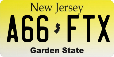 NJ license plate A66FTX