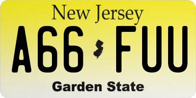 NJ license plate A66FUU