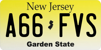 NJ license plate A66FVS