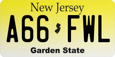 NJ license plate A66FWL
