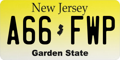 NJ license plate A66FWP