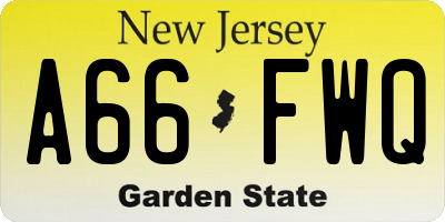 NJ license plate A66FWQ