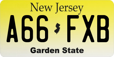 NJ license plate A66FXB
