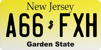 NJ license plate A66FXH