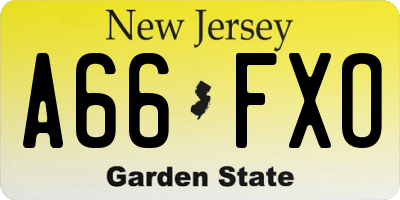 NJ license plate A66FXO