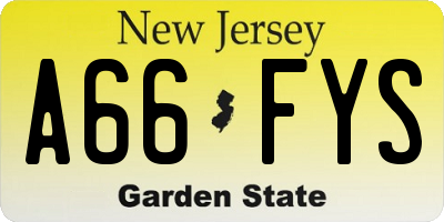 NJ license plate A66FYS