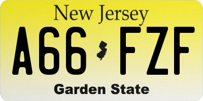 NJ license plate A66FZF