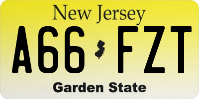 NJ license plate A66FZT