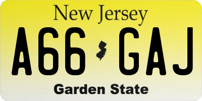 NJ license plate A66GAJ