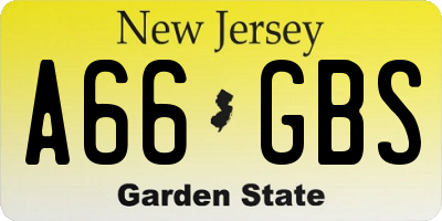 NJ license plate A66GBS