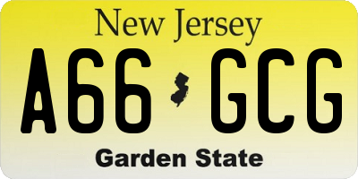 NJ license plate A66GCG