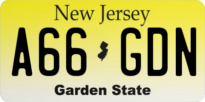 NJ license plate A66GDN