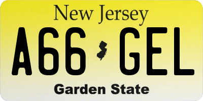 NJ license plate A66GEL