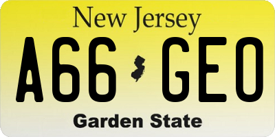 NJ license plate A66GEO