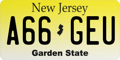 NJ license plate A66GEU
