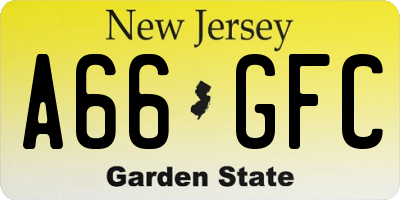NJ license plate A66GFC