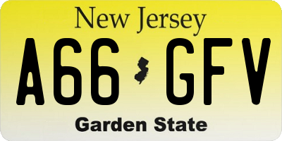 NJ license plate A66GFV