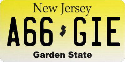 NJ license plate A66GIE