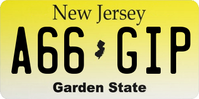 NJ license plate A66GIP