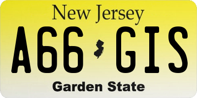 NJ license plate A66GIS