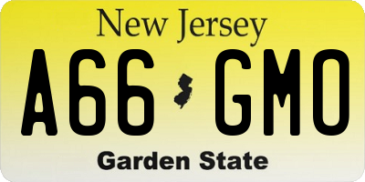 NJ license plate A66GMO