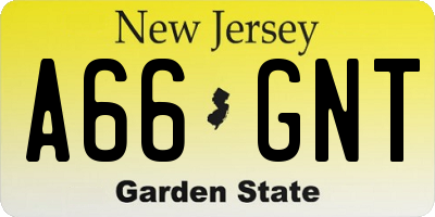 NJ license plate A66GNT