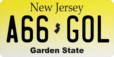 NJ license plate A66GOL