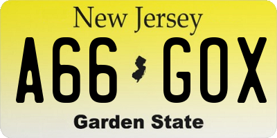 NJ license plate A66GOX