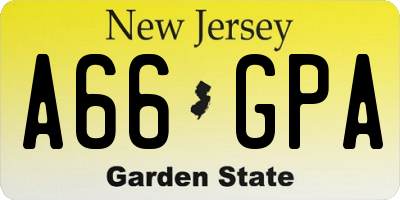 NJ license plate A66GPA