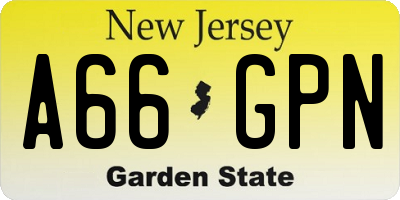 NJ license plate A66GPN