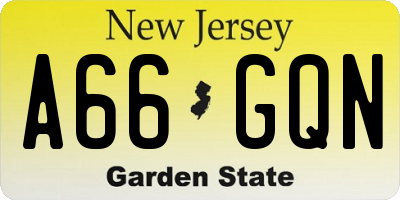 NJ license plate A66GQN