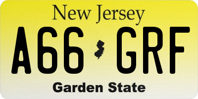NJ license plate A66GRF