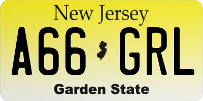 NJ license plate A66GRL