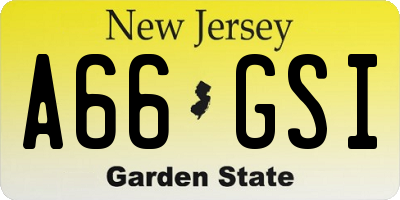 NJ license plate A66GSI