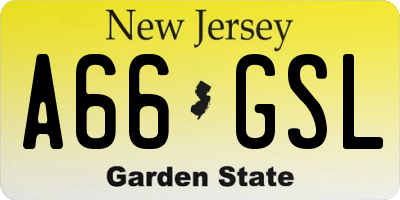NJ license plate A66GSL