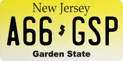 NJ license plate A66GSP