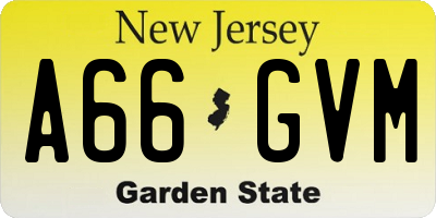 NJ license plate A66GVM