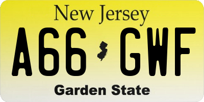 NJ license plate A66GWF