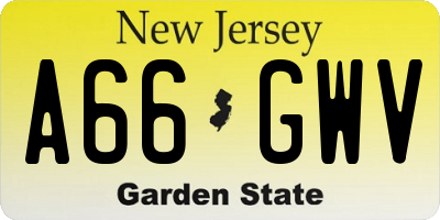 NJ license plate A66GWV
