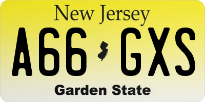 NJ license plate A66GXS