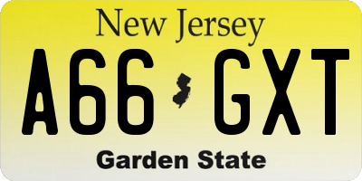 NJ license plate A66GXT