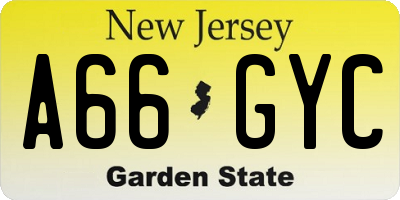 NJ license plate A66GYC