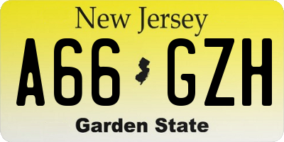 NJ license plate A66GZH