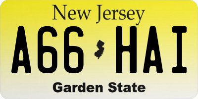 NJ license plate A66HAI